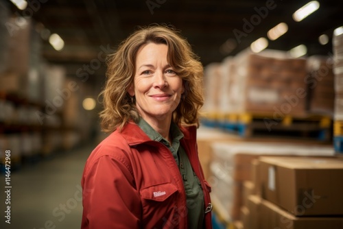 Wallpaper Mural Portrait of a joyful middle aged female warehouse worker Torontodigital.ca