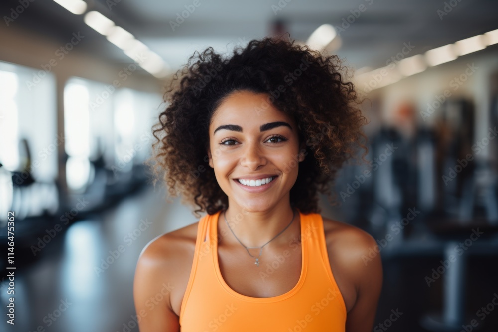 Portrait of a young female African American fitness trainer in gym Portrait of a young female African American fitness trainer in gym