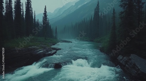 Majestic mountain river, Canada. photo