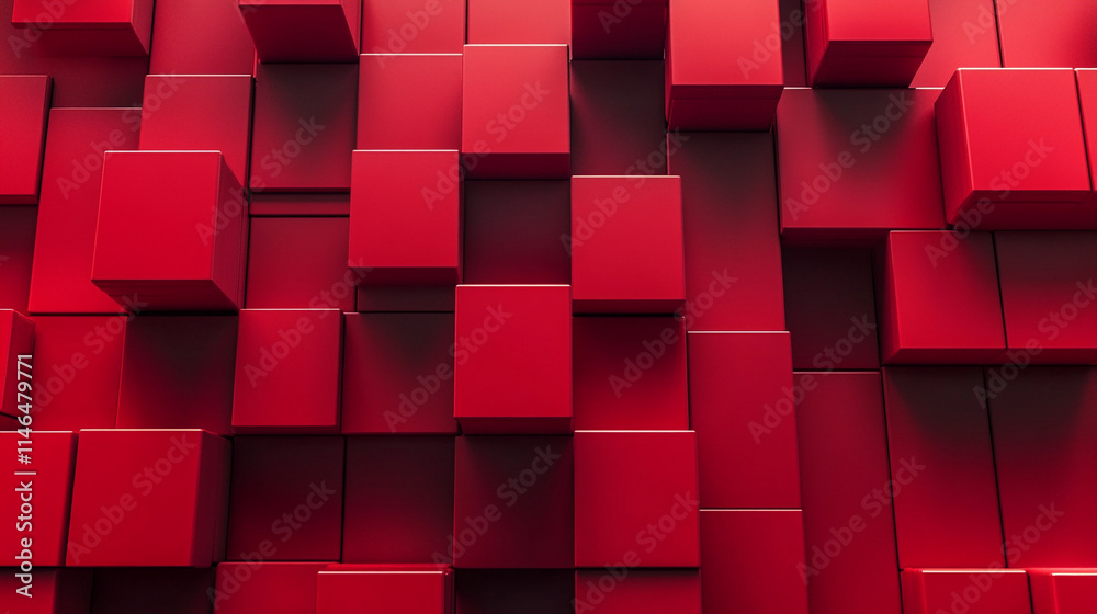 Red cubes arranged in a modern abstract pattern in a contemporary setting. Red cubes arranged in a modern abstract pattern in a contemporary setting.