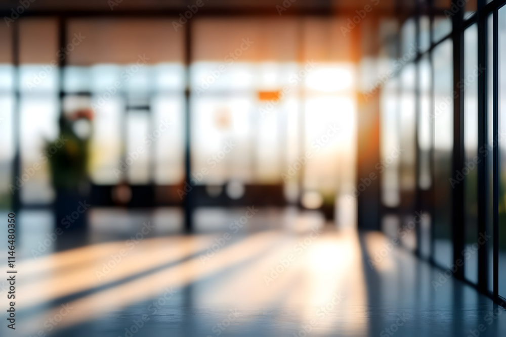 Beautiful blurred background of a light modern office interior with panoramic windows and beautiful lighting. Beautiful blurred background of a light modern office interior with panoramic windows and beautiful lighting.