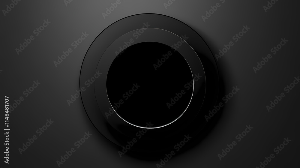 Minimalistic black hole with concentric elliptical shapes converging towards the center, strong black and white contrast, abstract and clean design. Ecliptical. Illustration