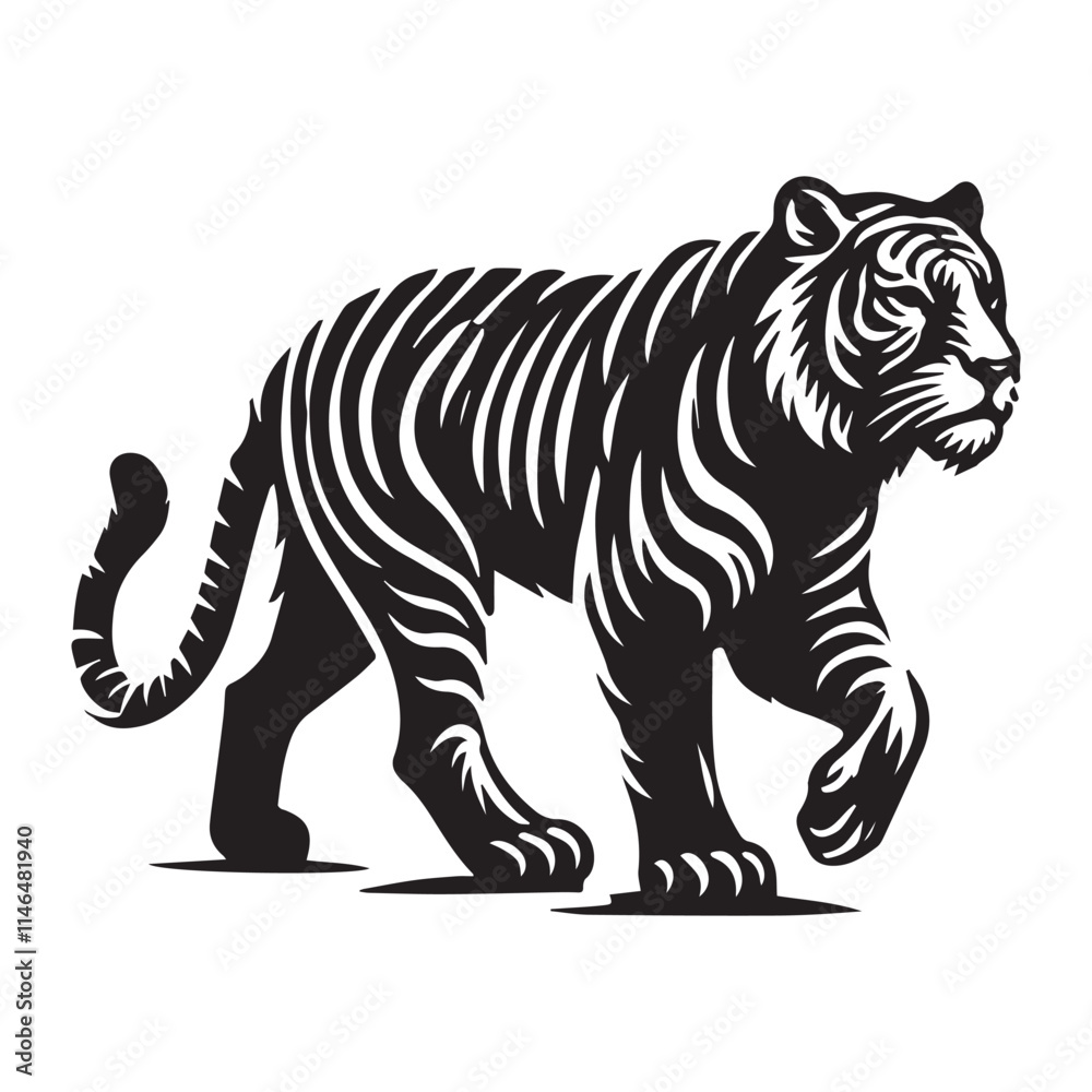 Fototapeta premium Black tiger silhouettes vector illustration