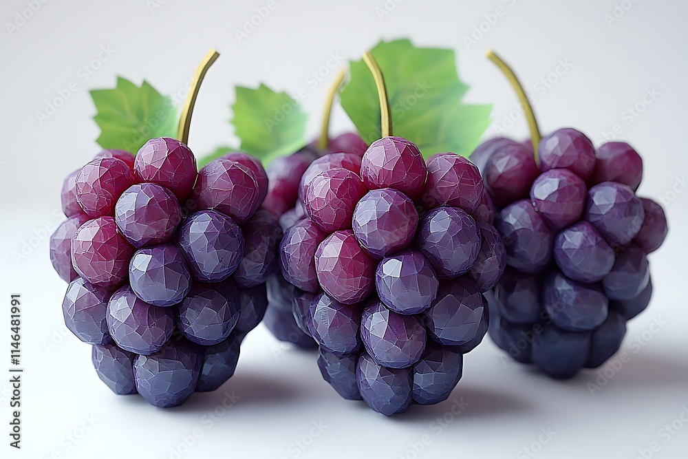 Close-up of stylized polygonal grapes