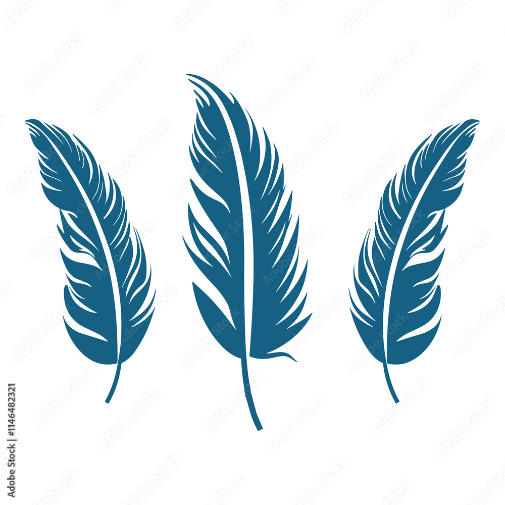 Elegant Silhouette Of A Feather Vector Illustration Elegant Silhouette Of A Feather Vector Illustration