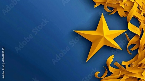 blue background with amber flat nato star the edge