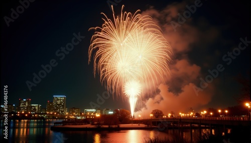 fireworks over the river photo