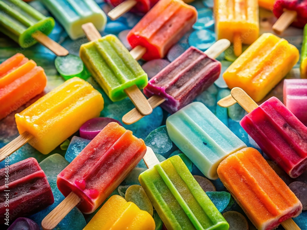 Colorful Popsicle Summer Still Life Photography - Sweet Treats, Frozen Dessert, Bright Background Colorful Popsicle Summer Still Life Photography - Sweet Treats, Frozen Dessert, Bright Background