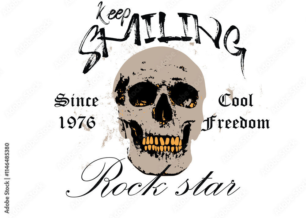 spray paint graffiti smile and skull. Vector background with sinister smiling skulls in retro style. Human skull and graffiti drawn smile always design, Graphics for tee shirt and apparel. eps8 spray paint graffiti smile and skull. Vector background with sinister smiling skulls in retro style. Human skull and graffiti drawn smile always design, Graphics for tee shirt and apparel. eps8