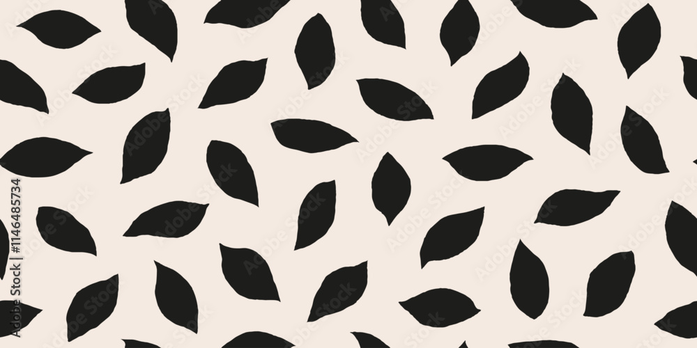 Hand drawn leaves abstract seamless pattern, doodle floral leaf falling background. Hand drawn leaves abstract seamless pattern, doodle floral leaf falling background.