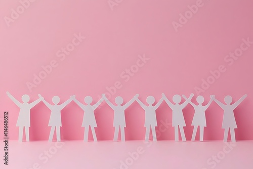 Paper People Pink Background Sisterhood Solidarity photo