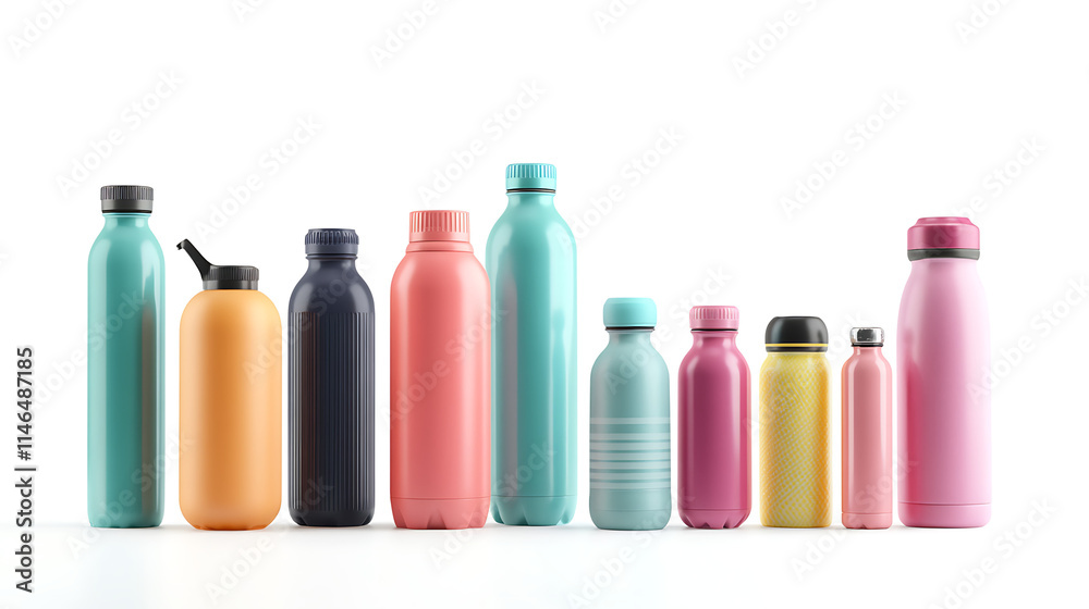 Collection of water bottles on white background Collection of water bottles on white background
