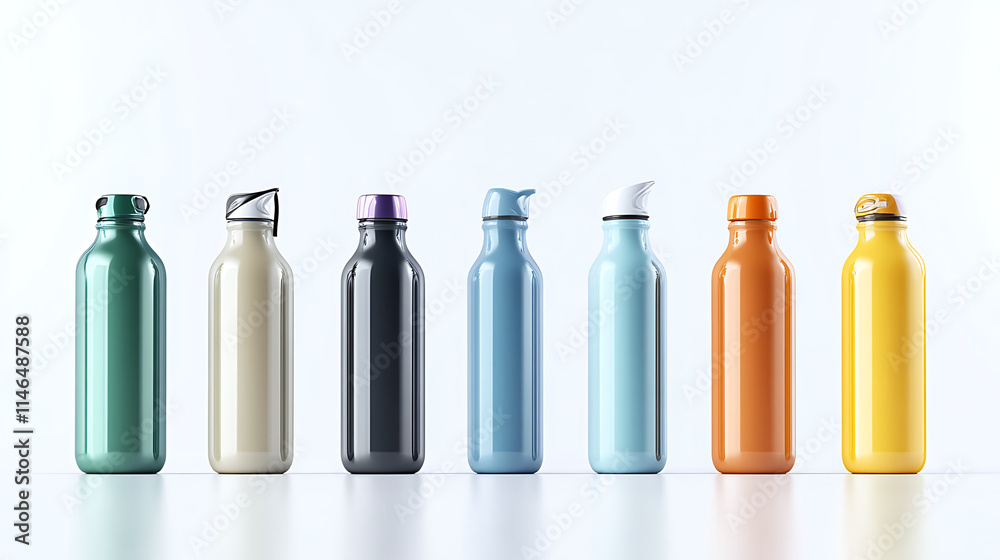 Collection of water bottles on white background Collection of water bottles on white background