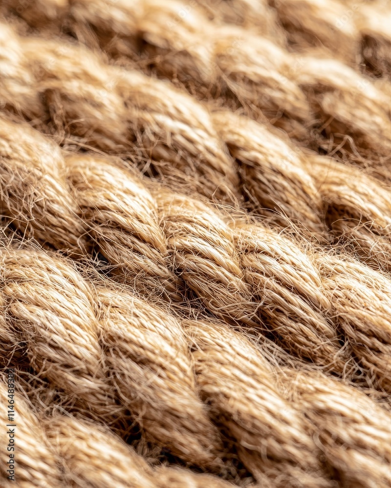 Fototapeta premium Natural twisted rope texture close-up indoor macro photography