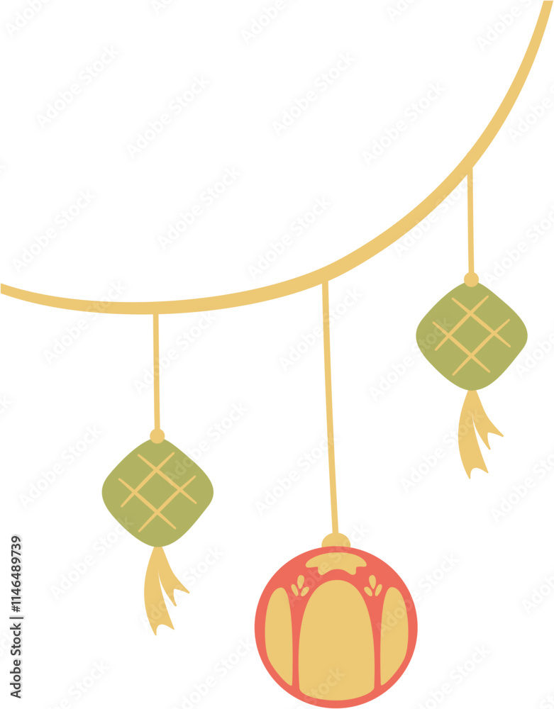 celebrating islamic eventful days, islamic decoration hanging rope, dekorasi islami tali gantung corner