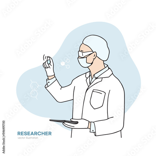 Illustration of a researcher conducting an experiment in a laboratory