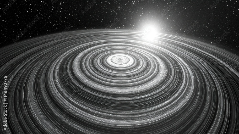 Monochromatic planet with rings and distant sun. Monochromatic planet with rings and distant sun.