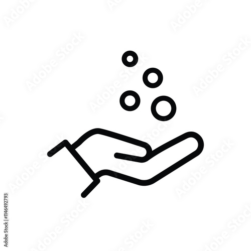coins on hand - minimal line web icon. simple vector illustration. concept for infographic, website or app.
