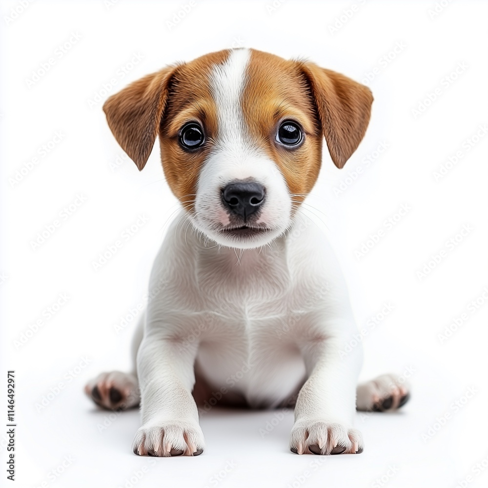 Jack Russell puppy Dog on white background