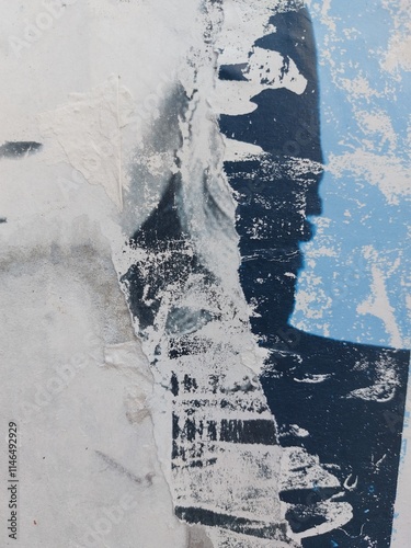 Torn and ripped street poster background, retro old paper on the wall