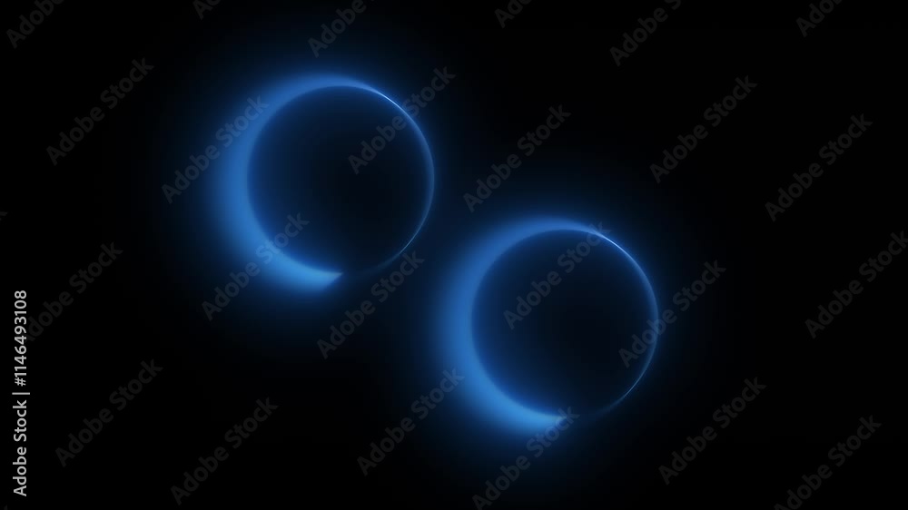 blue Neon circle Icon background Animation sign icon Animated Shapes Elements Circle shape frame blue color glowing fluorescent neon lights on black scree Global network lights glowing on digital 