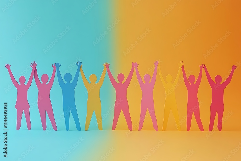 Diverse Silhouettes Celebrating Teamwork Success