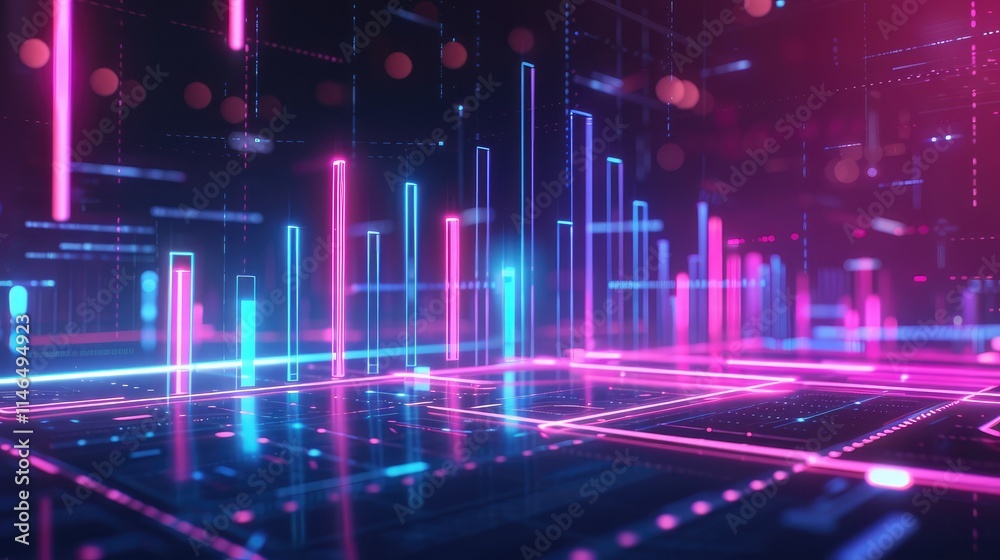 Futuristic Neon Cityscape with Digital Abstract Elements Futuristic Neon Cityscape with Digital Abstract Elements