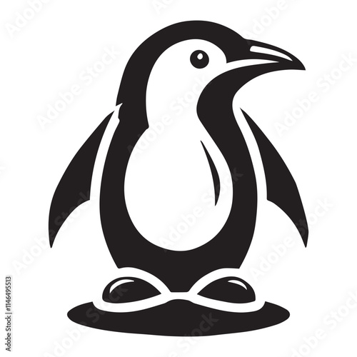 simple flat penguin icon illustration vector