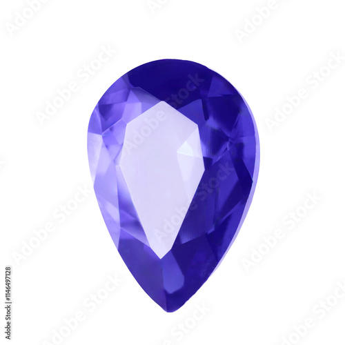 One violet shiny gemstone isolated on white