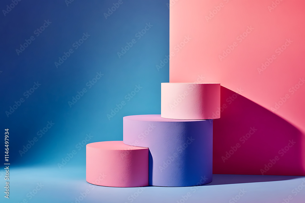 Colorful Geometric Cylinders Display Design Colorful Geometric Cylinders Display Design