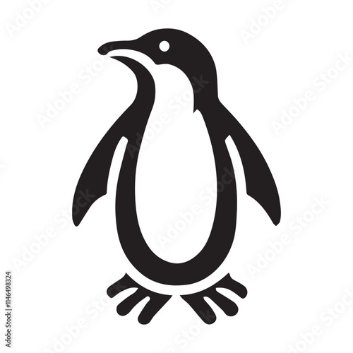 simple flat penguin icon illustration vector