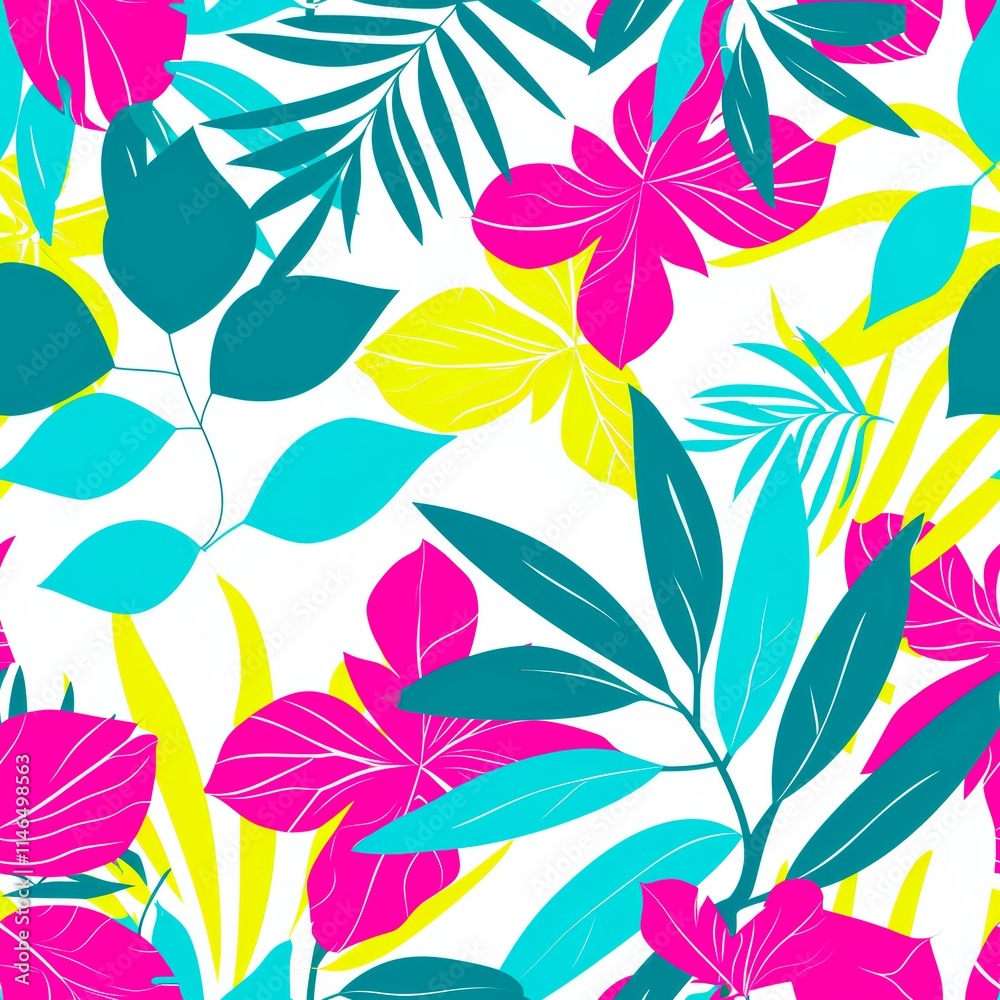Fototapeta premium A Vibrant Tropical Floral Pattern Featuring Bold and Striking Colors to Captivate the Eye
