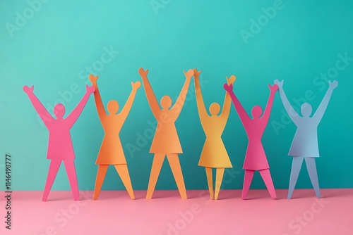 Pastel Paper Cutout Figures Celebrating Unity photo