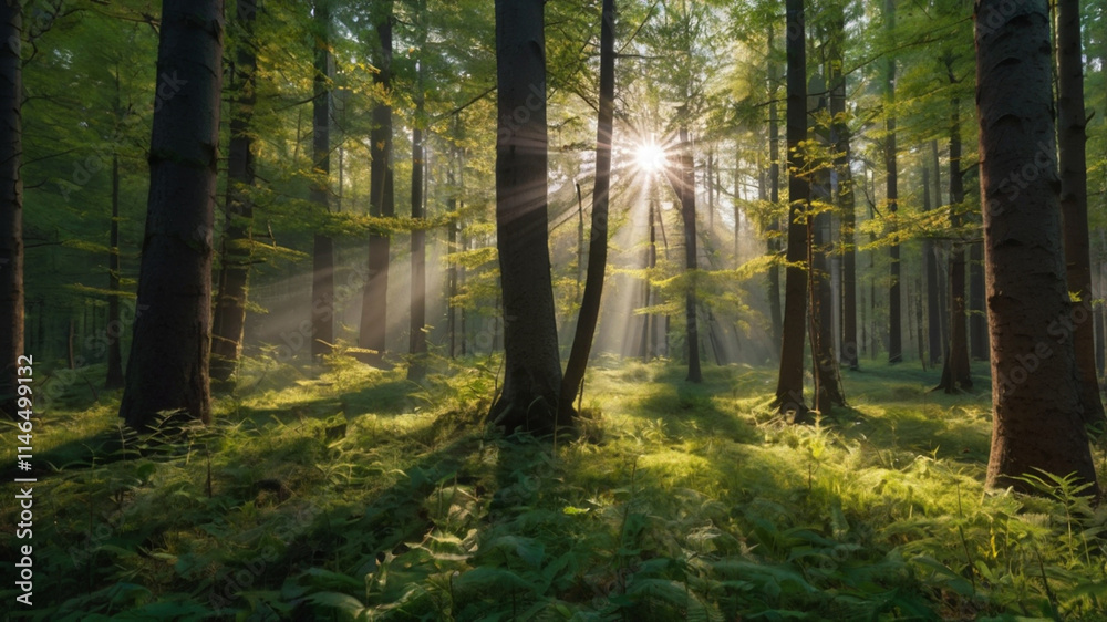 Naklejka premium morning in the forest