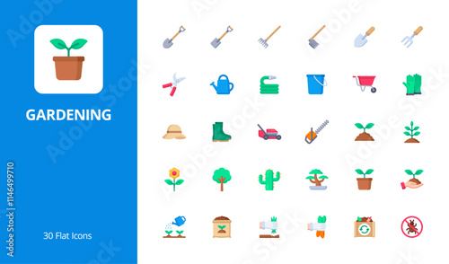 Farming and gardening icon set with flat style