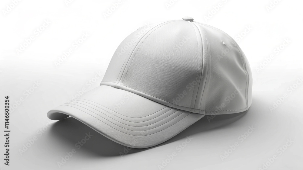 Fototapeta premium Simple white cap headwear accessory, isolated. Generative AI illustration. 