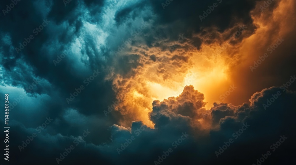Dramatic clouds illuminated by a warm glow, creating a striking contrast in the sky. Dramatic clouds illuminated by a warm glow, creating a striking contrast in the sky.