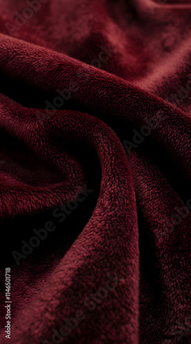 A close-up of soft, burgundy fabric showcasing its texture and color.