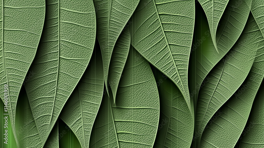 Obraz premium Textured Green Leaves Background for Nature Themes