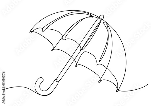 Continuous One-Line Drawing of an Umbrella - Minimalist Weather Art