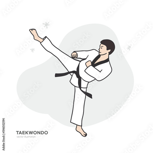 Illustration of a man doing Taekwondo