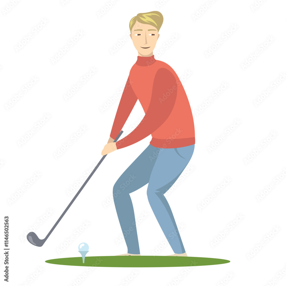 illustration of a man prepares to hit a golf ball illustration of a man prepares to hit a golf ball