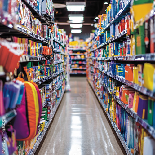 Colorful school stationary in store generated.AI