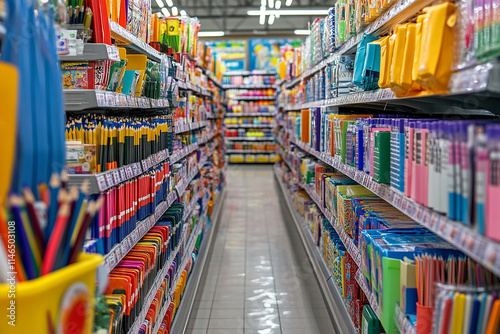 Colorful school stationary in store generated.AI