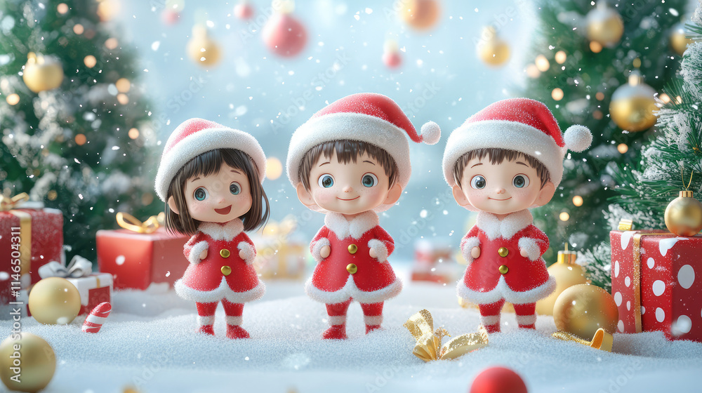 Three little children dressed in red Three little children dressed in red