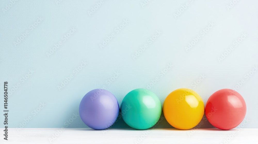 Colorful balloons against a light blue background. Colorful balloons against a light blue background.