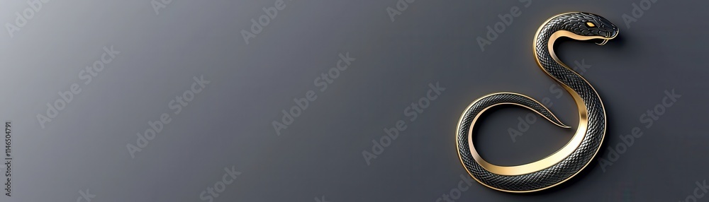 A sleek, stylized snake slithers gracefully against a smooth gray background, showcasing its elegant curves and shiny texture. A sleek, stylized snake slithers gracefully against a smooth gray background, showcasing its elegant curves and shiny texture.