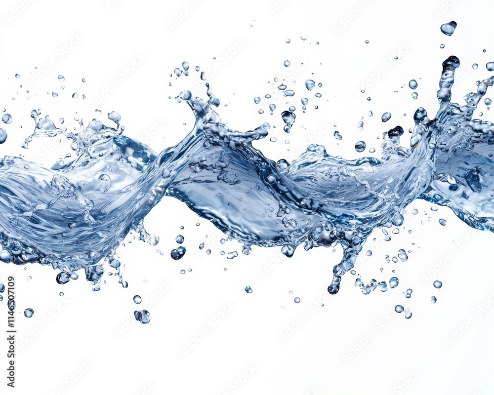 Set water texture with waves and splashes. , isolated on white background, , copy space, copy space for text, Set water texture with waves and splashes. , isolated on white background, , copy space, copy space for text,