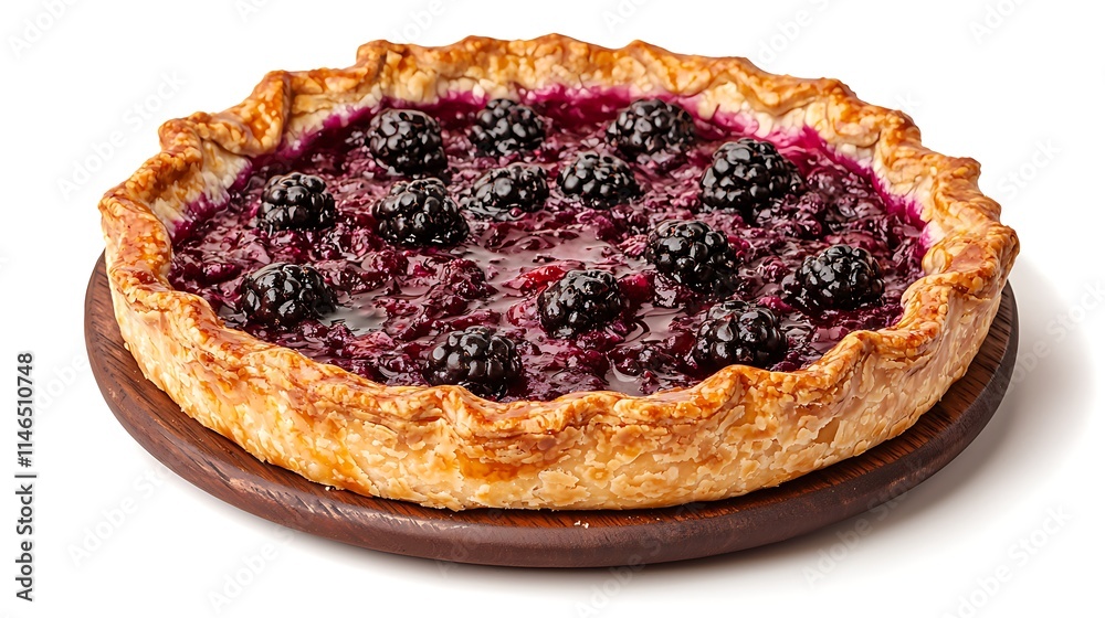 Delicious Blackberry Galette on Wooden Board Delicious Blackberry Galette on Wooden Board