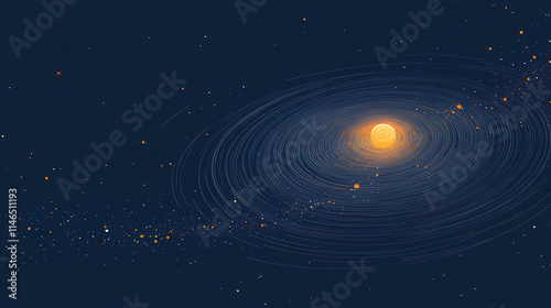 Elliptical galaxy. explore the cosmo universe with spiraling stars in lactic way. Ecliptical. Illustration